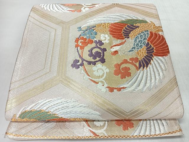 平和屋着物◎六通柄袋帯 唐織 亀甲花唐草鳳凰文 金銀糸 正絹 逸品 CABL1962nb