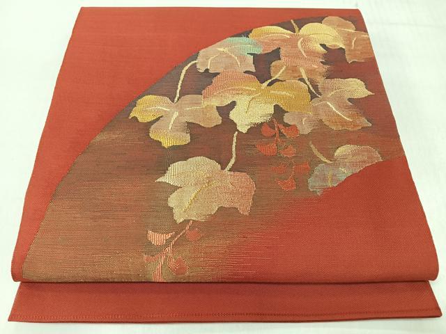 平和屋着物◎太鼓柄袋帯 すくい織 地紙草花文 金糸 正絹 逸品 CABL1964nb