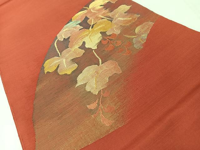 平和屋着物◎太鼓柄袋帯 すくい織 地紙草花文 金糸 正絹 逸品 CABL1964nb