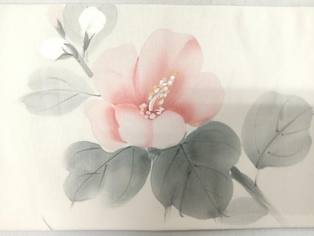 平和屋着物◎九寸名古屋帯 作家物 手描き 草花文 正絹 逸品 CABL1985nb