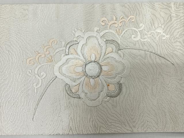 平和屋着物◎九寸名古屋帯 駒刺繍 正倉院花唐草文 銀糸 正絹 逸品 CABL1988nb