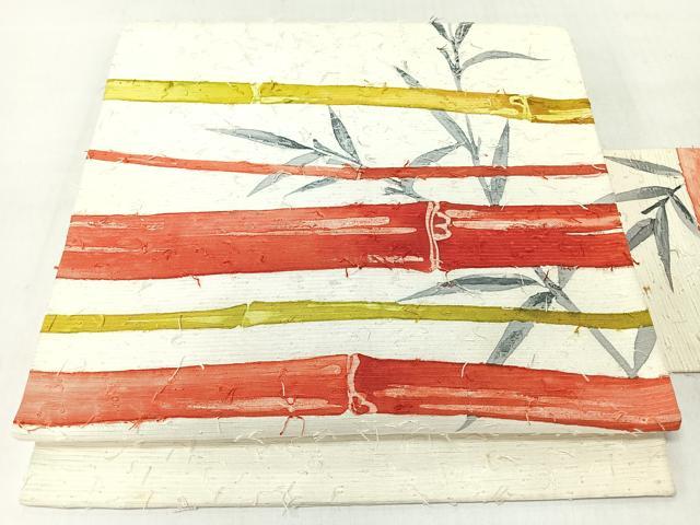 平和屋着物◎九寸名古屋帯 作家物 手描き 髭紬 竹 正絹 逸品 CABL1989nb