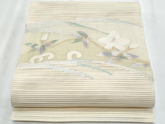 平和屋着物*夏物 八寸名古屋帯 絽綴れ 枝花文 金銀糸 正絹 逸品 CABL2028fb