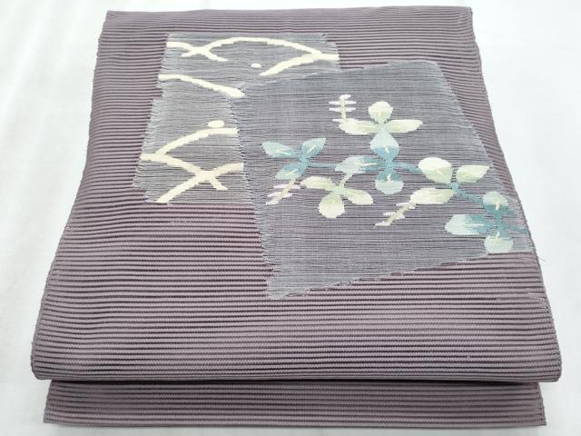 平和屋着物*夏物 八寸名古屋帯 絽綴れ 破れ色紙枝花文 正絹 逸品 CABL2029fb