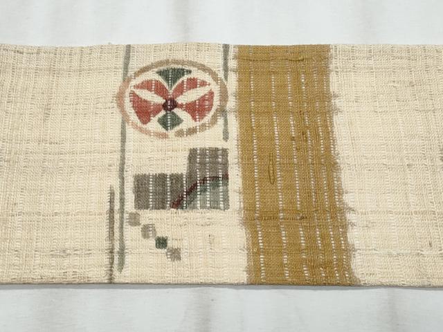 平和屋着物*夏物 九寸名古屋帯 紬地 抽象文様 正絹 逸品 CABL2031fb