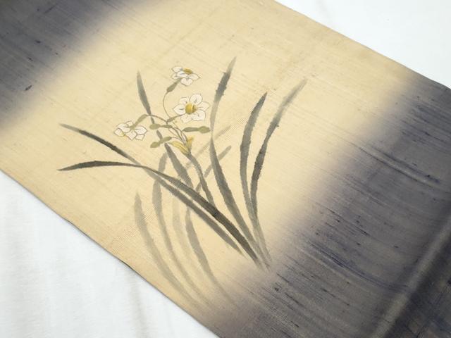 平和屋着物*夏物 九寸開き名古屋帯 紬地 草花文 正絹 逸品 CABL2034fb