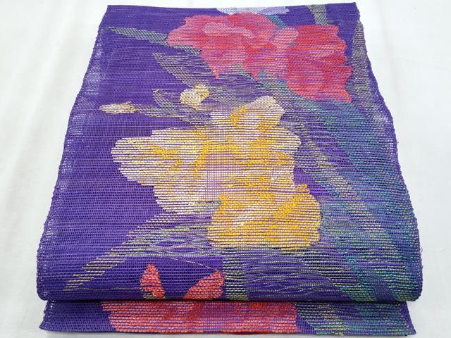 平和屋着物*夏物 八寸名古屋帯 草花文 正絹 逸品 CABL2038fb