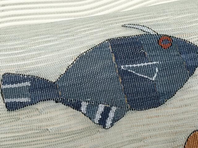 平和屋着物*夏物 八寸名古屋帯 絽綴れ 魚 蛸 烏賊 正絹 逸品 CABL2041fb