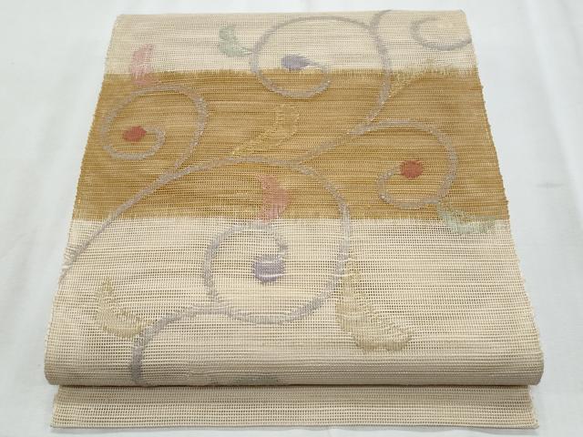 平和屋着物*夏物 1854年創業 帯屋捨松 八寸名古屋帯 唐草文 正絹 逸品 CABL2046fb