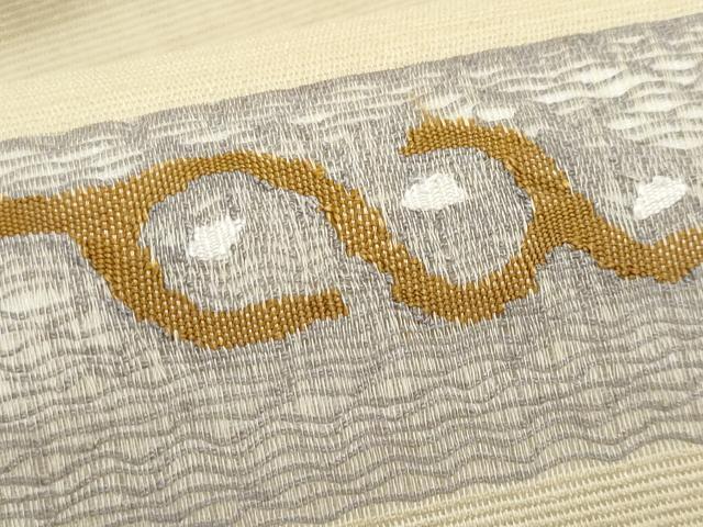 平和屋着物*夏物 九寸名古屋帯 すくい織 七宝花文 金銀糸 正絹 逸品 CABL2094fb