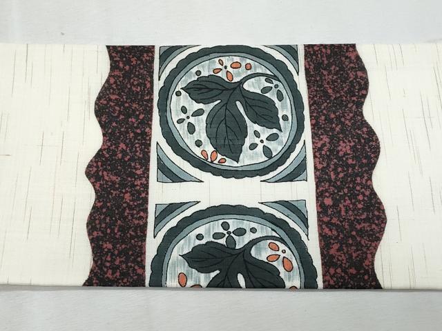 平和屋着物*夏物 九寸名古屋帯 枝葉丸文 麻 逸品 CABL2098fb