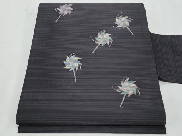 平和屋着物*夏物 九寸名古屋帯 風車 金糸 正絹 逸品 CABL2130fb