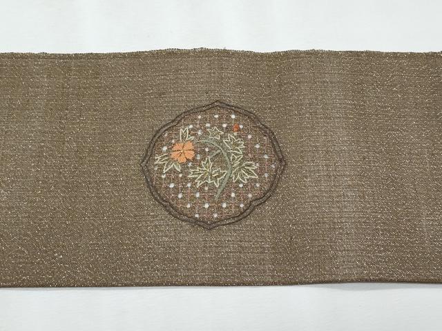 平和屋着物*夏物 八寸名古屋帯 スワトウ刺繍 総刺繍 陶器花文 金糸 正絹 逸品 CABL2153fb