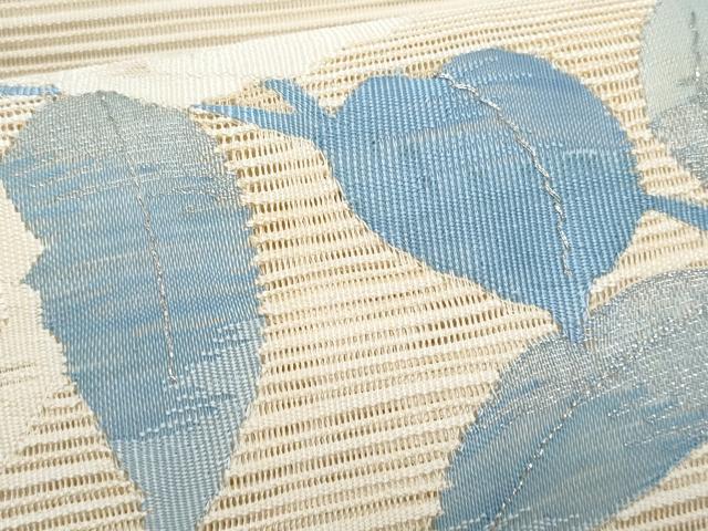 平和屋着物*夏物 八寸名古屋帯 絽綴れ 枝花文 銀糸 正絹 逸品 CABL2169fb