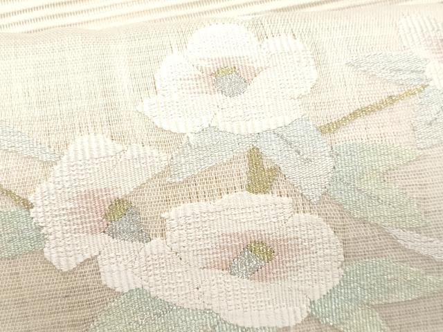 平和屋着物*夏物 八寸名古屋帯 絽綴れ 枝椿 金銀糸 正絹 逸品 CABL2180fb