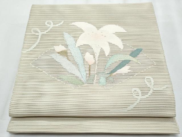 平和屋着物*夏物 八寸名古屋帯 絽綴れ 地紙枝花文 金銀糸 正絹 逸品 CABL2201fb