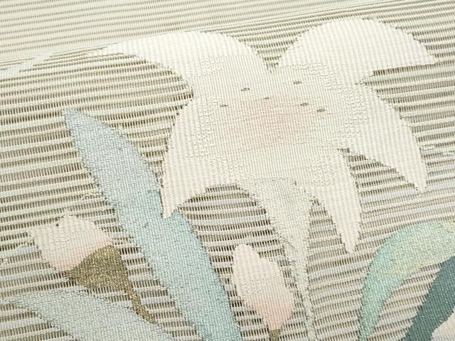 平和屋着物*夏物 八寸名古屋帯 絽綴れ 地紙枝花文 金銀糸 正絹 逸品 CABL2201fb