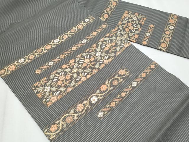 平和屋着物*夏物 九寸名古屋帯 唐織 横段花文 金糸 正絹 逸品 CABL2206fb