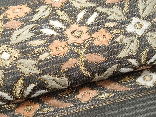 平和屋着物*夏物 九寸名古屋帯 唐織 横段花文 金糸 正絹 逸品 CABL2206fb