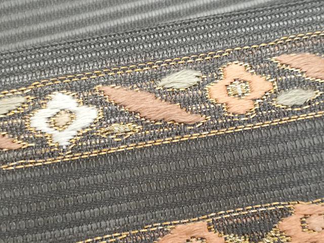 平和屋着物*夏物 九寸名古屋帯 唐織 横段花文 金糸 正絹 逸品 CABL2206fb