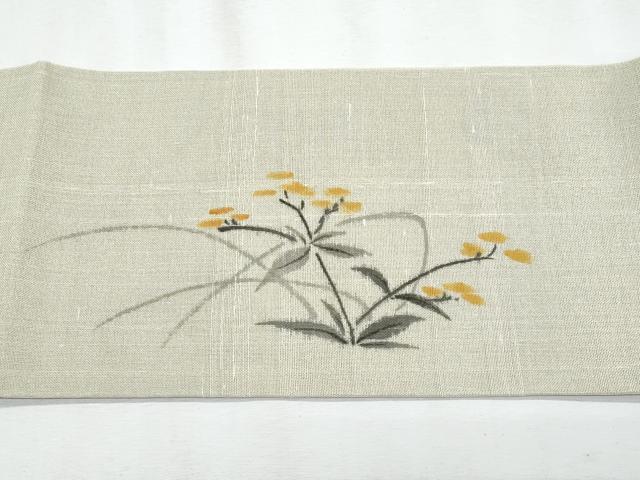 平和屋着物*夏物 絹芭蕉 九寸名古屋帯 作家物 手描き 枝花文 正絹 逸品 CABL2207fb