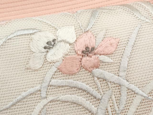 平和屋着物*夏物 九寸名古屋帯 駒刺繍 総刺繍 花丸文 銀糸 正絹 逸品 CABL2208fb