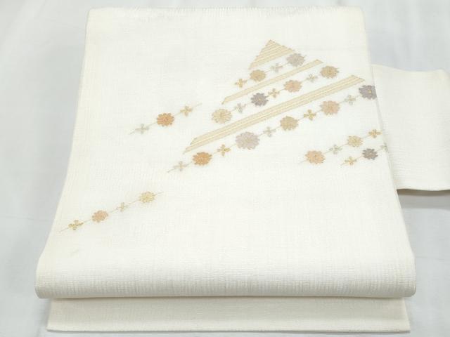 平和屋着物＊夏物 九寸名古屋帯 すくい織 枝垂れ花文 金銀糸