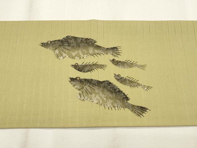平和屋着物*夏物 九寸名古屋帯 手描き 魚 金彩 CABL2219fb