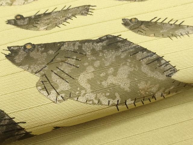 平和屋着物*夏物 九寸名古屋帯 手描き 魚 金彩 CABL2219fb