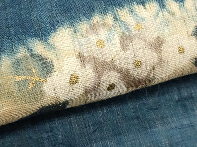 平和屋着物*夏物 九寸名古屋帯 絞り 紫陽花 金彩 麻 逸品 CABL2254fb