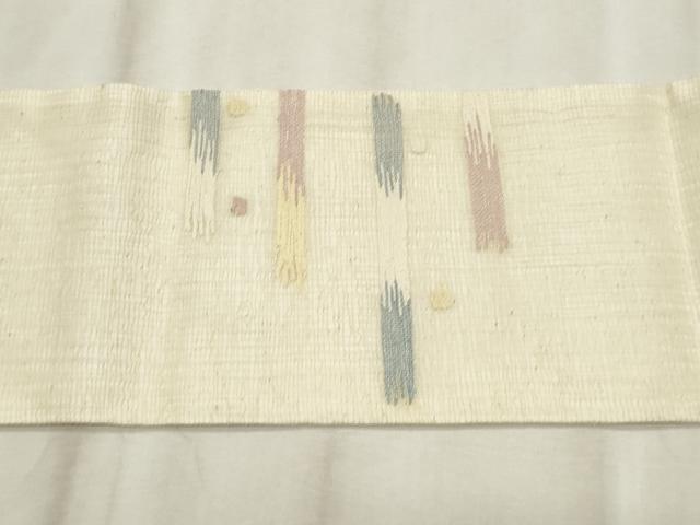 平和屋着物*夏物 九寸名古屋帯 すくい織 抽象文様 銀糸 正絹 逸品 CABL2288fb