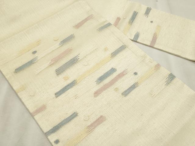 平和屋着物*夏物 九寸名古屋帯 すくい織 抽象文様 銀糸 正絹 逸品 CABL2288fb