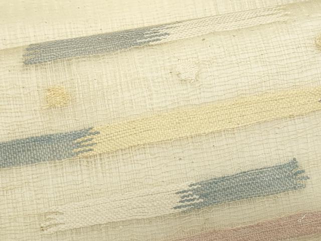 平和屋着物*夏物 九寸名古屋帯 すくい織 抽象文様 銀糸 正絹 逸品 CABL2288fb