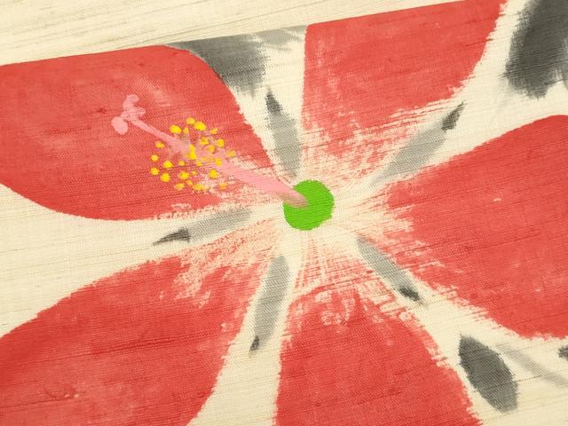 平和屋着物*夏物 九寸名古屋帯 作家物 手描き 草花文 麻 逸品 CABL2292fb