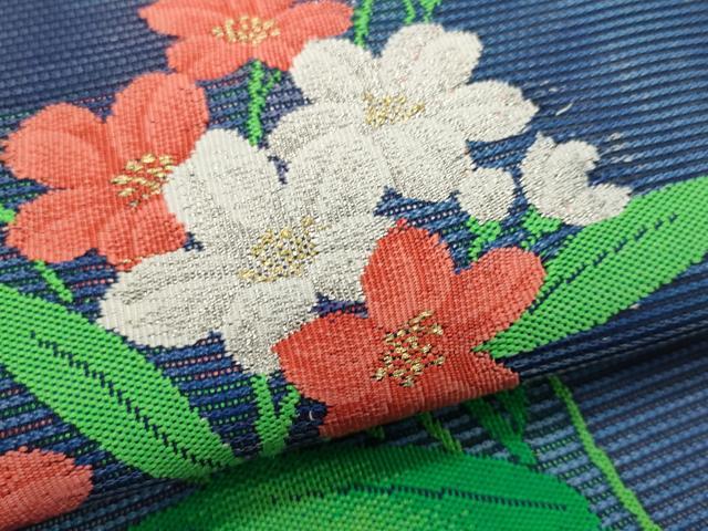 平和屋着物*夏物 九寸名古屋帯 枝花文 金銀糸 正絹 逸品 CABL2298fb