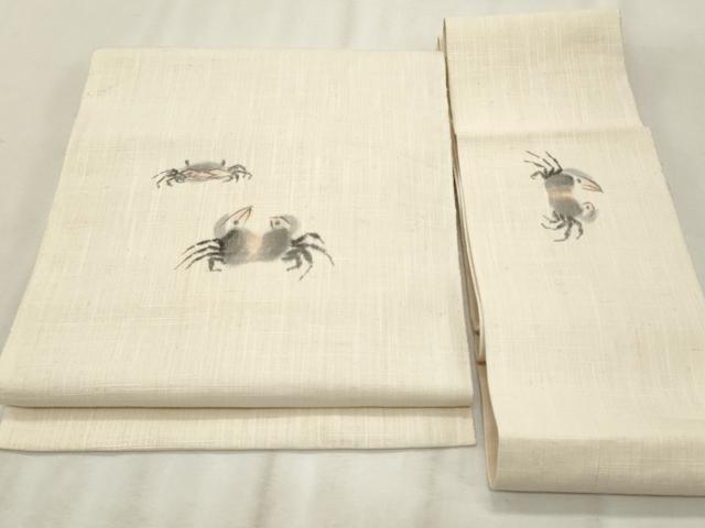 平和屋着物*夏物 つけ帯 作家物 蟹 正絹 逸品 CABL2302fb