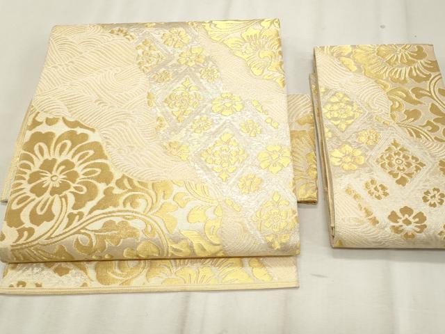 平和屋着物*夏物 つけ帯 道長花文 金銀糸 正絹 逸品 CABL2304fb