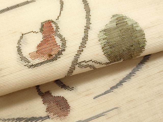 平和屋着物*夏物 つけ帯 枝葉文 正絹 逸品 CABL2307fb