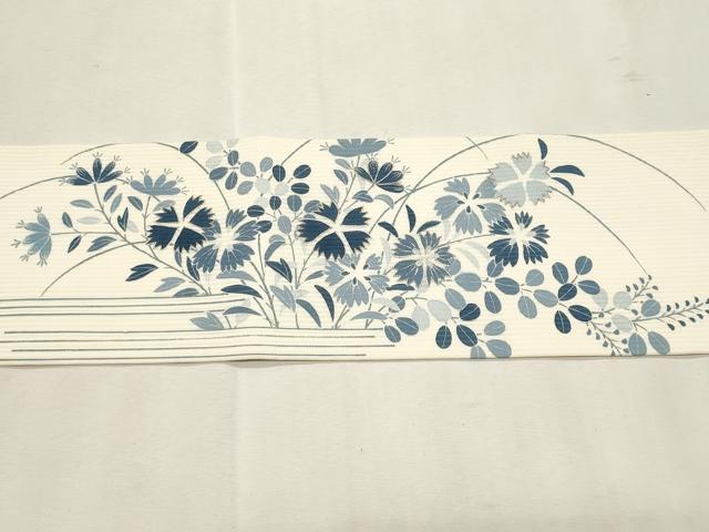 平和屋着物*夏物 つけ帯 駒刺繍 流水枝花文 正絹 逸品 CABL2316fb