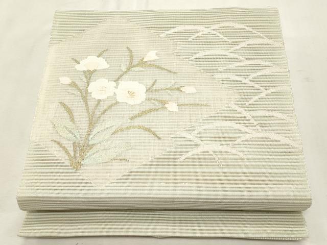 平和屋着物*夏物 八寸名古屋帯 絽綴れ 枝花文 金銀糸 正絹 逸品 CABL2320fb