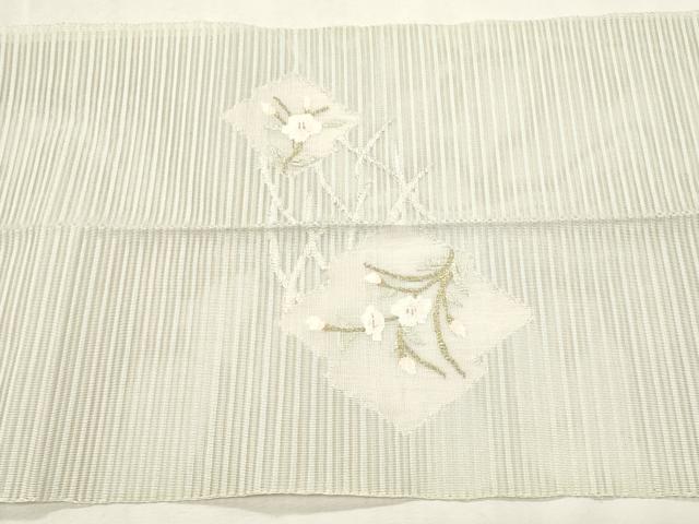 平和屋着物*夏物 八寸名古屋帯 絽綴れ 枝花文 金銀糸 正絹 逸品 CABL2320fb