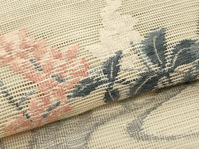 平和屋着物*夏物 八寸名古屋帯 流水枝花文 正絹 逸品 CABL2323fb