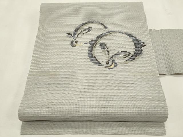 平和屋着物*夏物 八寸名古屋帯 絽綴れ 兎 金糸 正絹 逸品 CABL2326fb