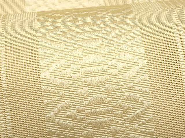 平和屋着物*夏物 本場筑前博多織 八寸名古屋帯 紗献上 白橡色 正絹 逸品 CABL2348fb