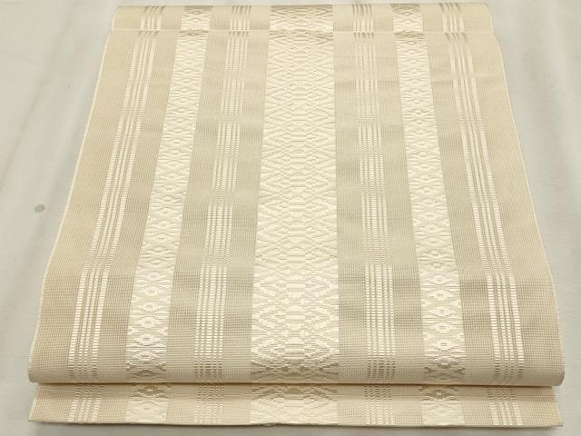 平和屋着物*夏物 本場筑前博多織 八寸名古屋帯 紗献上 練色 正絹 逸品 CABL2373fb