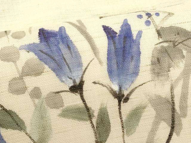 平和屋着物*夏物 九寸名古屋帯 手描き 枝花文 麻 逸品 CABL2381fb