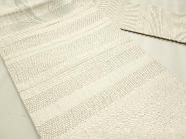 平和屋着物*夏物 九寸名古屋帯 横段文 銀糸 正絹 逸品 CABL2398fb
