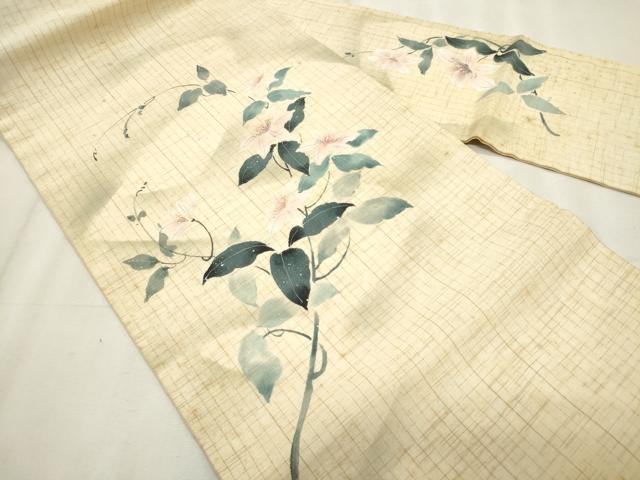 平和屋着物*夏物 九寸名古屋帯 作家物 枝花文 銀彩 正絹 逸品 CABL2399fb