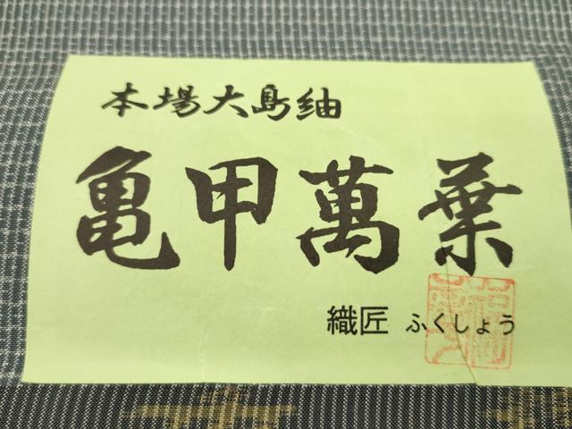 平和屋着物●男性 本場縞大島紬 アンサンブル 反物 亀甲萬葉 井田哲則作 証紙付き 着尺+羽尺 逸品 未使用 CABL2401ju