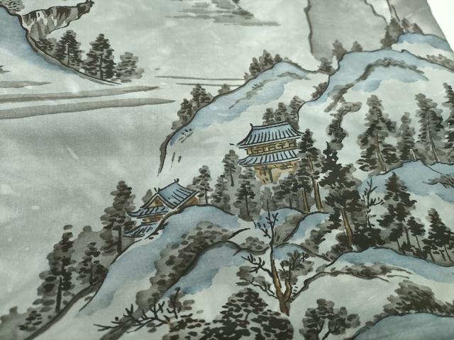 平和屋着物▼男性 和装小物 羽裏まとめて5点 肩裏 手描き 昇り龍 エビ 大名行列 風景文 金彩 全て正絹 逸品 未使用CABL2415ju